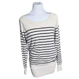 Talula cream black striped sweater Small Angora Cashmere blend